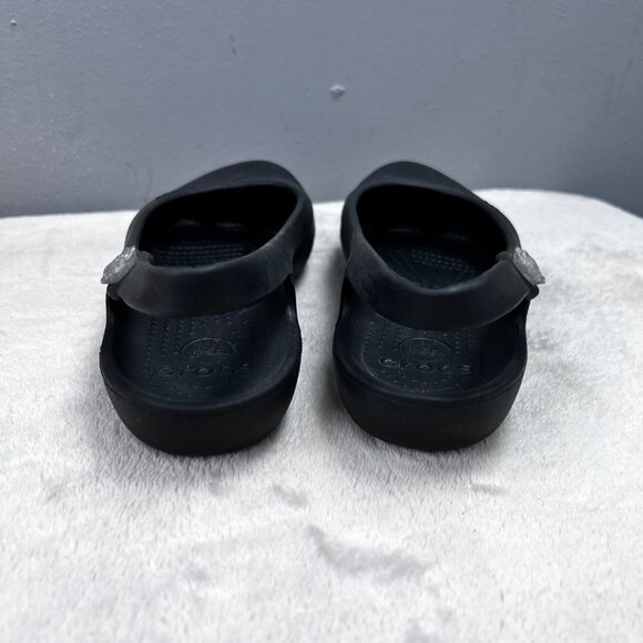 Crocs Jayna Slingback Ballet Flats Black 8 Women Slip On Shoes Flower Charm - Picture 4 of 7